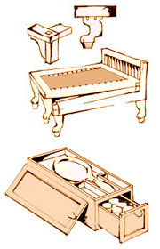 Раскладная кровать. Туалетная шкатулка. Древний Египет - www.Dizayne.ru